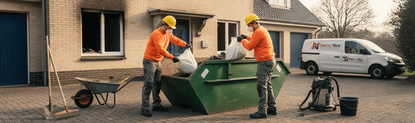 Equipo Nano Nex realizando limpieza por incendios